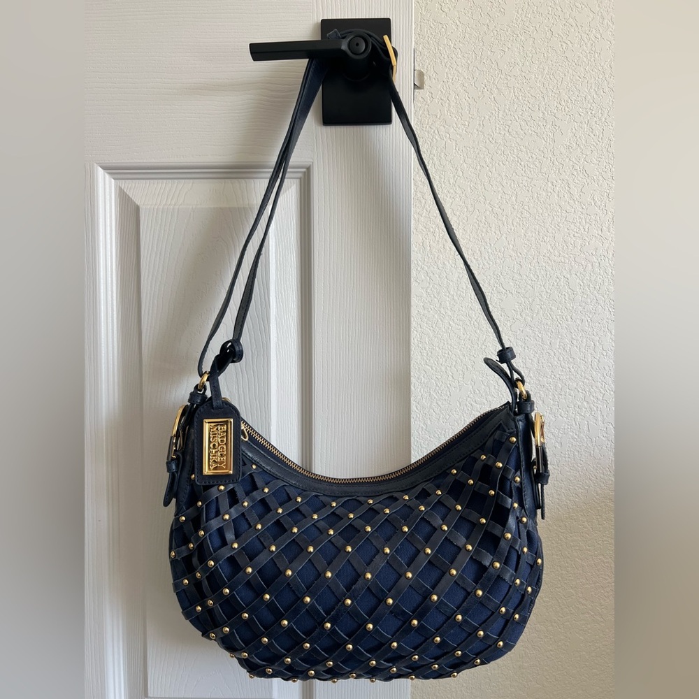 Badgley Mischka Natalie Too Navy Lattice Hobo Shoulder Bag